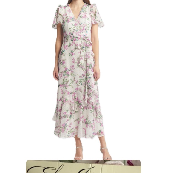 Eliza J NWT Floral Wrap Front Dress - Picture 1 of 15